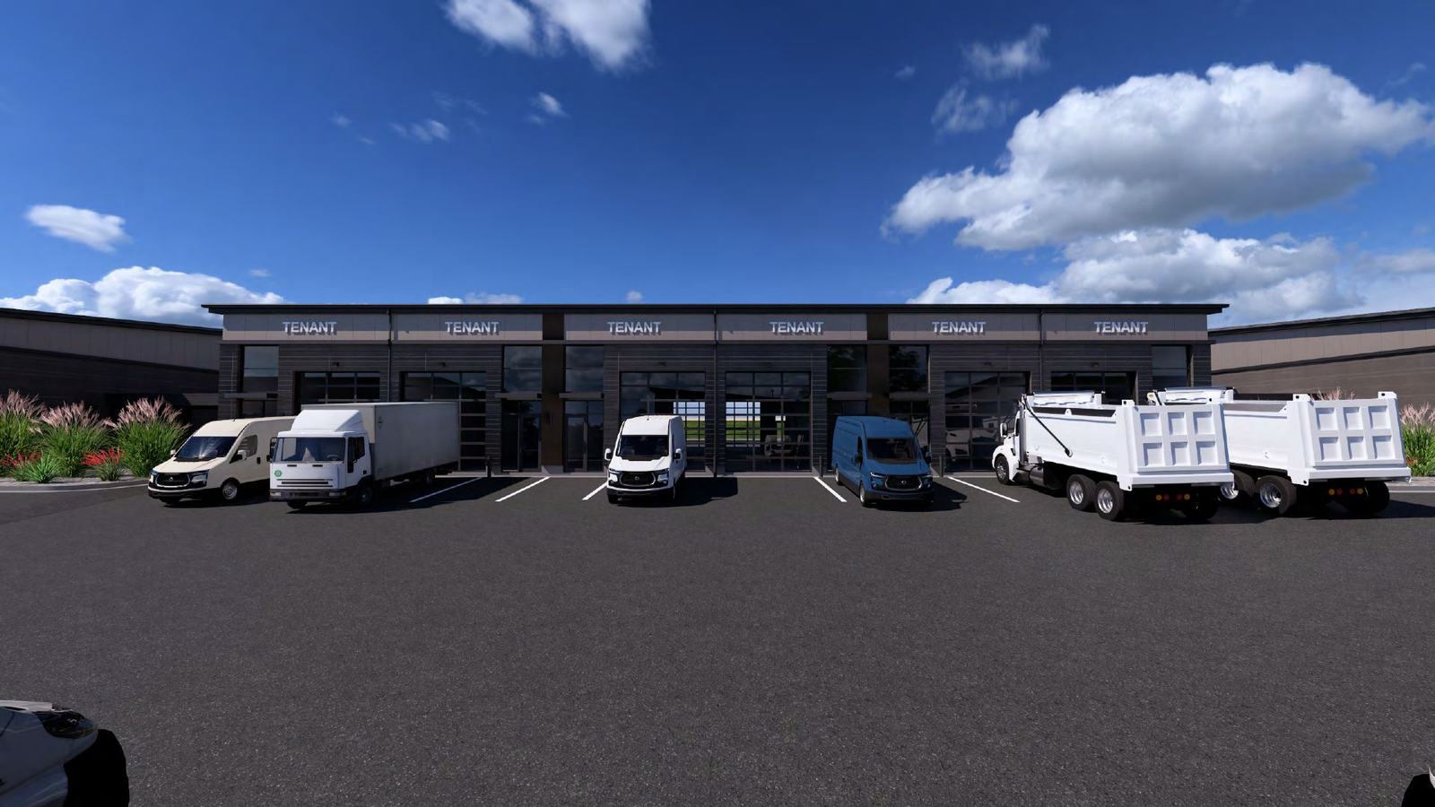 Contractor garage units with work trucks